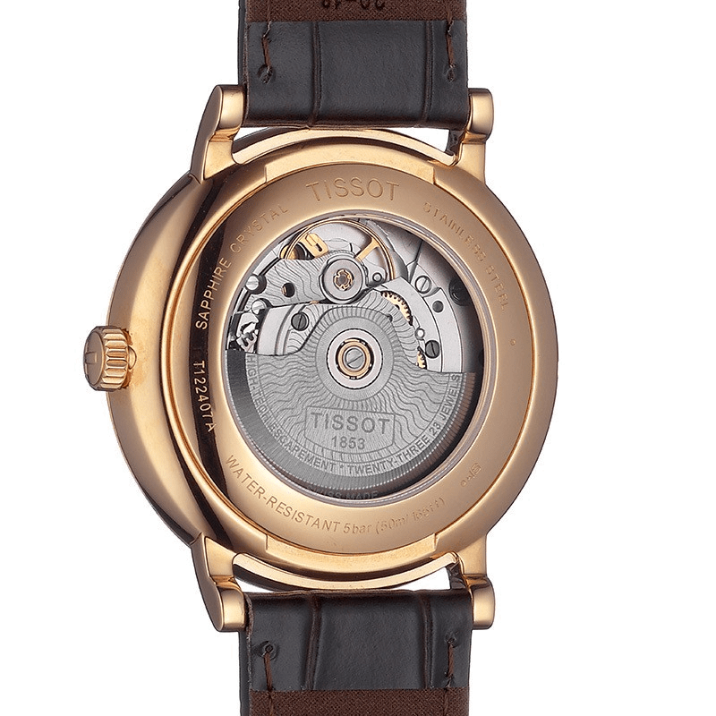 Tissot Carson Premium Powermatic 80 White Dial Brown Leather Strap Watch For Men - T122.407.36.031.00