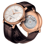 Tissot Carson Premium Powermatic 80 White Dial Brown Leather Strap Watch For Men - T122.407.36.031.00