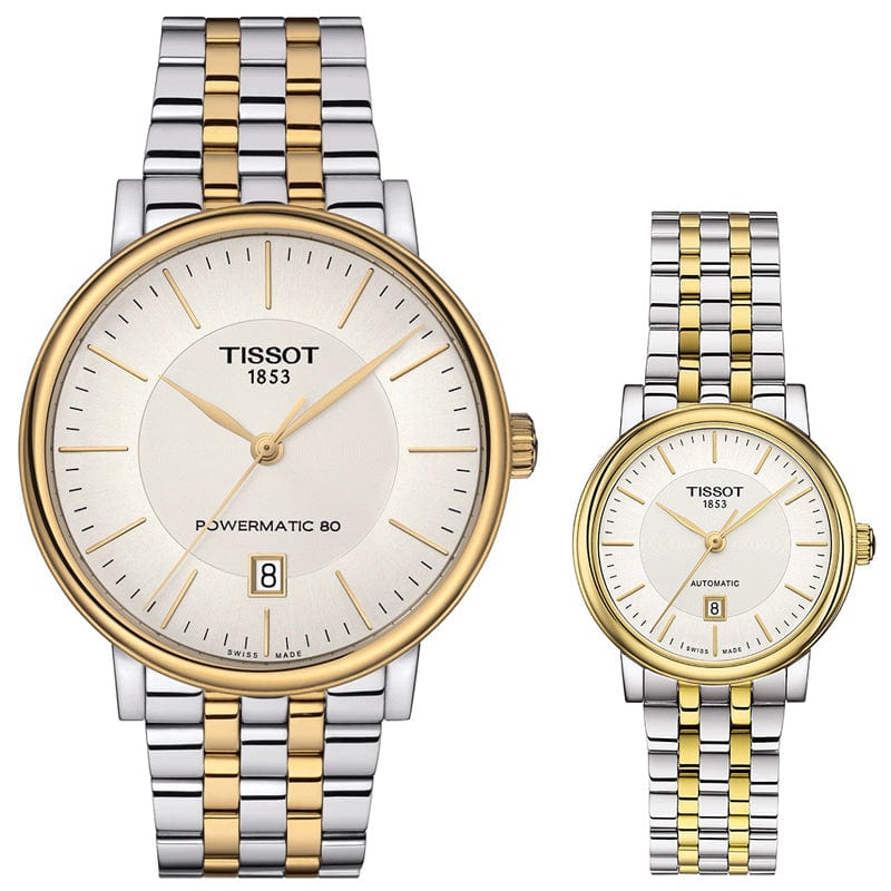 Tissot Carson Premium Powermatic 80 White Dial Two Tone Steel Strap Watch For Men - T122.407.22.031.00