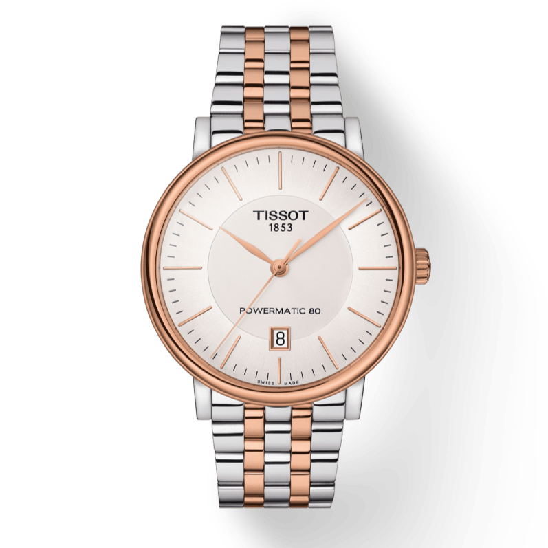 Tissot Carson Premium Powermatic 80 White Dial Two Tone Steel Strap Watch For Men - T122.407.22.031.01