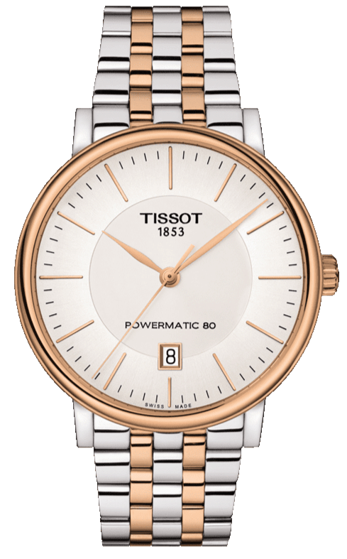 Tissot Carson Premium Powermatic 80 White Dial Two Tone Steel Strap Watch For Men - T122.407.22.031.01