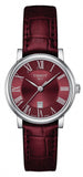 Tissot Carson Premium Lady Maroon Dial Maroon Leather Strap Watch For Women - T122.210.16.373.00