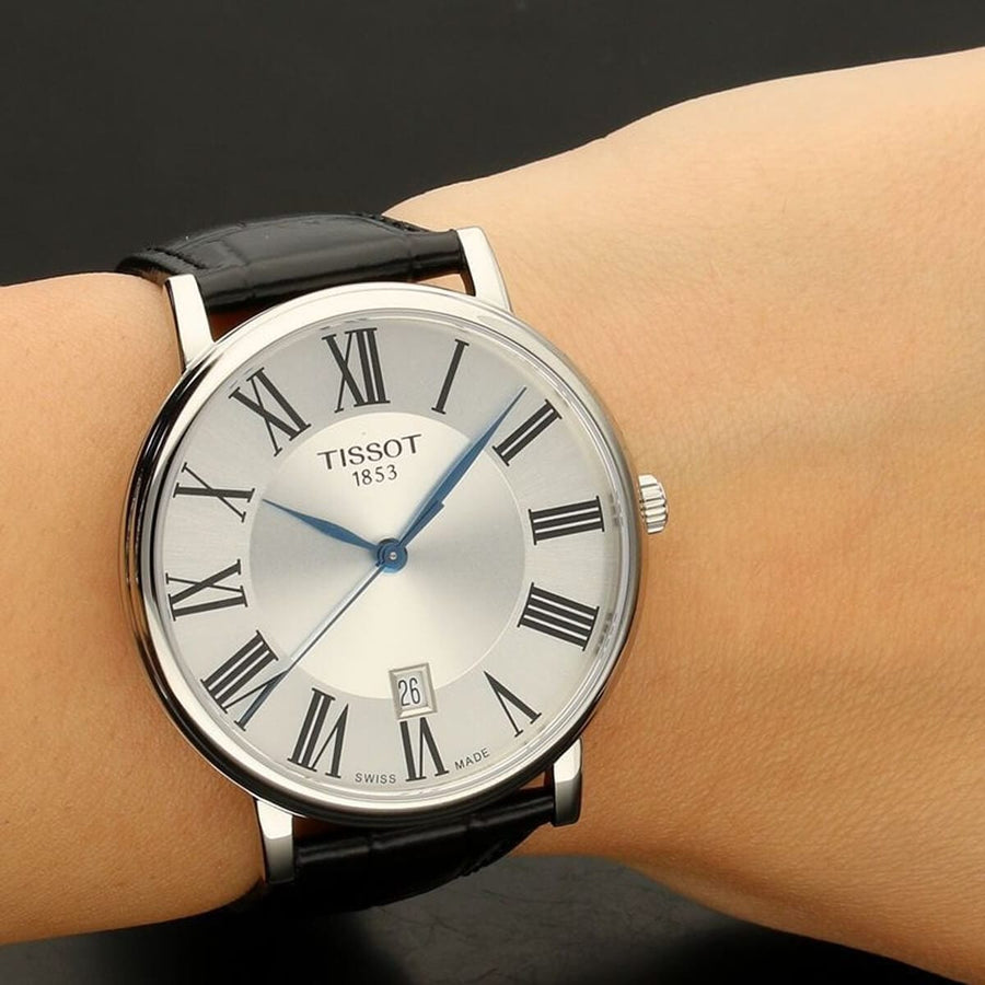 Tissot Carson Premium Silver Dial Black Leather Strap Watch For Men - T122.410.16.033.00