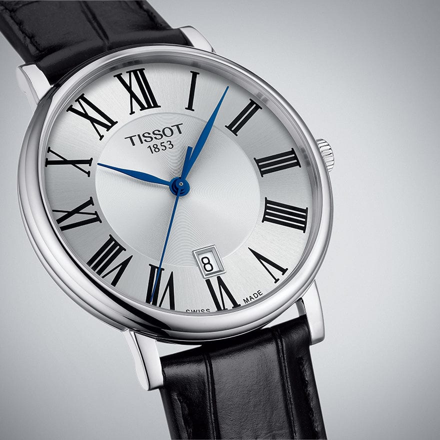 Tissot Carson Premium Silver Dial Black Leather Strap Watch For Men - T122.410.16.033.00