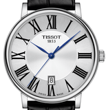 Tissot Carson Premium Silver Dial Black Leather Strap Watch For Men - T122.410.16.033.00