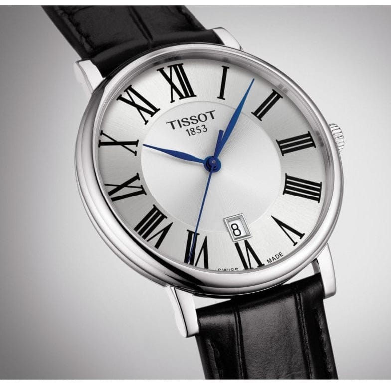 Tissot Carson Premium Silver Dial Black Leather Strap Watch For Men - T122.410.16.033.00