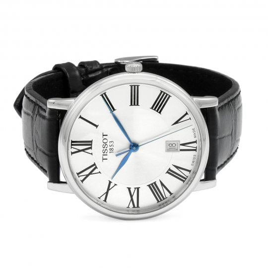 Tissot Carson Premium Silver Dial Black Leather Strap Watch For Men - T122.410.16.033.00