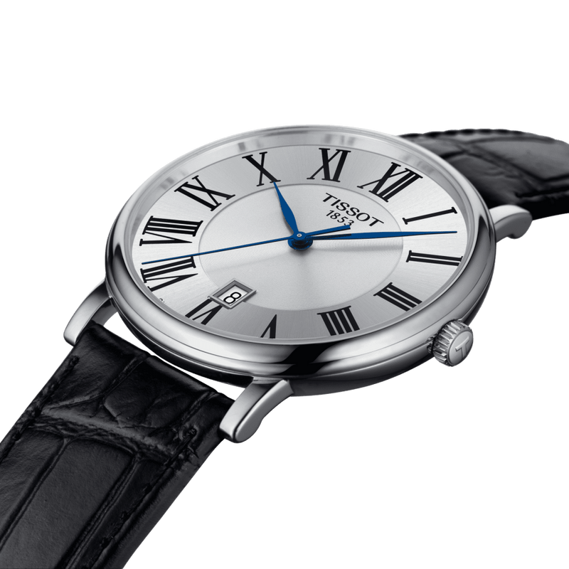 Tissot Carson Premium Silver Dial Black Leather Strap Watch For Men - T122.410.16.033.00