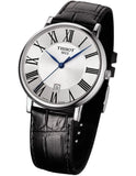 Tissot Carson Premium Silver Dial Black Leather Strap Watch For Men - T122.410.16.033.00