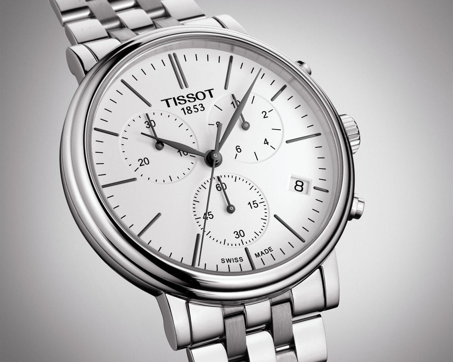 Tissot Carson Premium White Dial Silver Steel Strap Watch For Men - T122.417.11.011.00