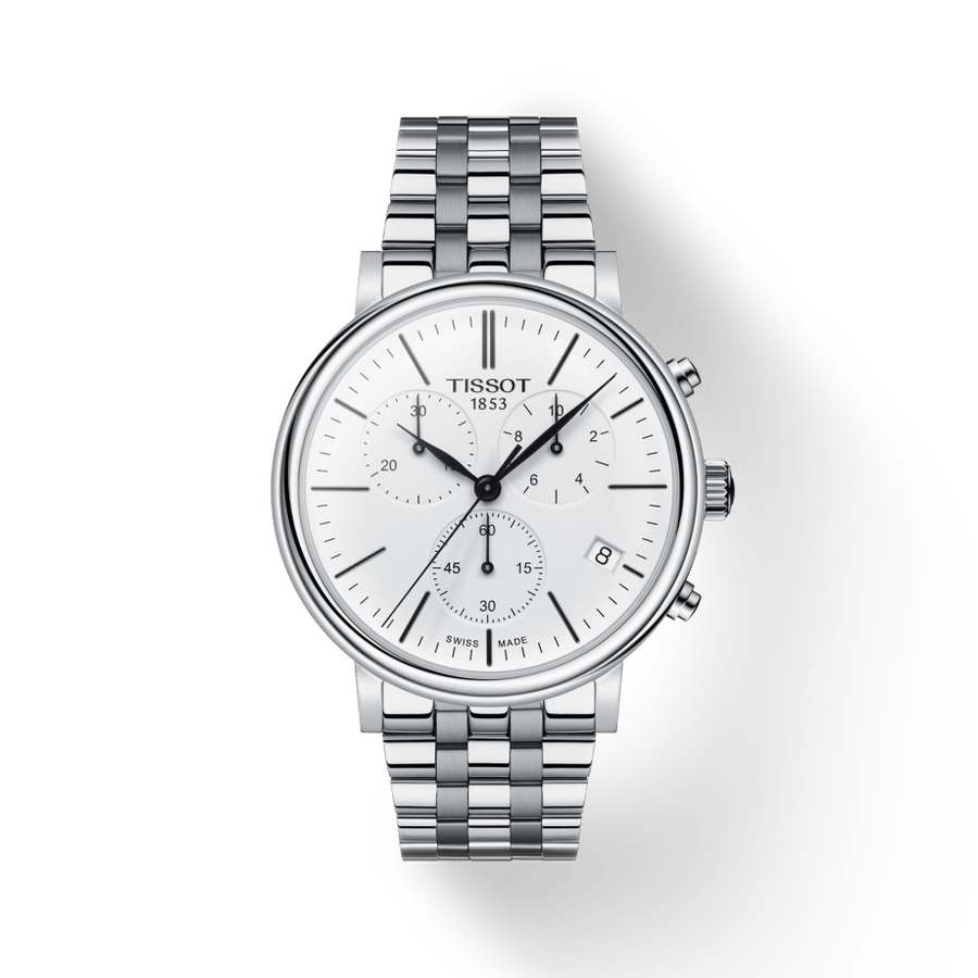 Tissot Carson Premium White Dial Silver Steel Strap Watch For Men - T122.417.11.011.00