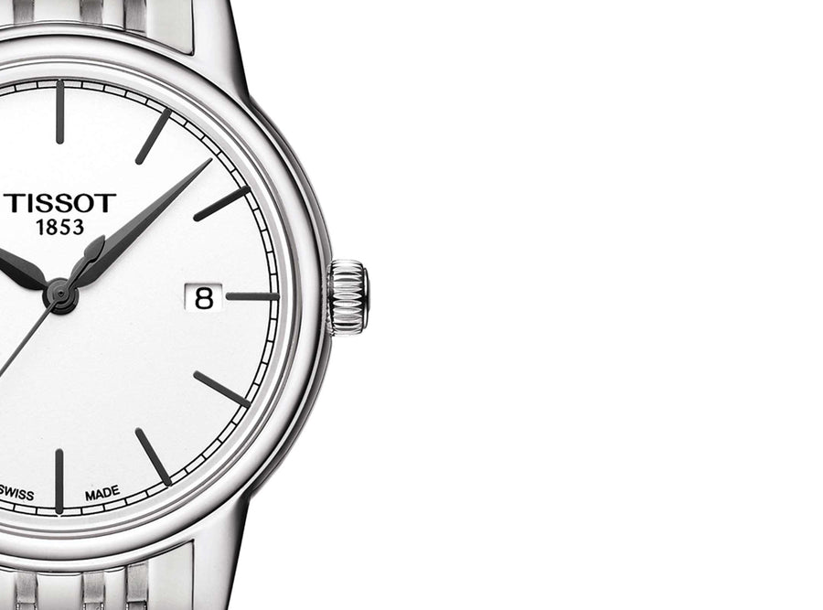 Tissot Carson Steel White Dial Silver Steel Strap Watch For Men - T085.410.11.011.00