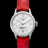 Tissot Chemin Des Tourelles Automatic Mother of Pearl White Dial Red Leather Strap Watch For Women - T099.207.16.118.00