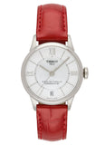 Tissot Chemin Des Tourelles Automatic Mother of Pearl White Dial Red Leather Strap Watch For Women - T099.207.16.118.00