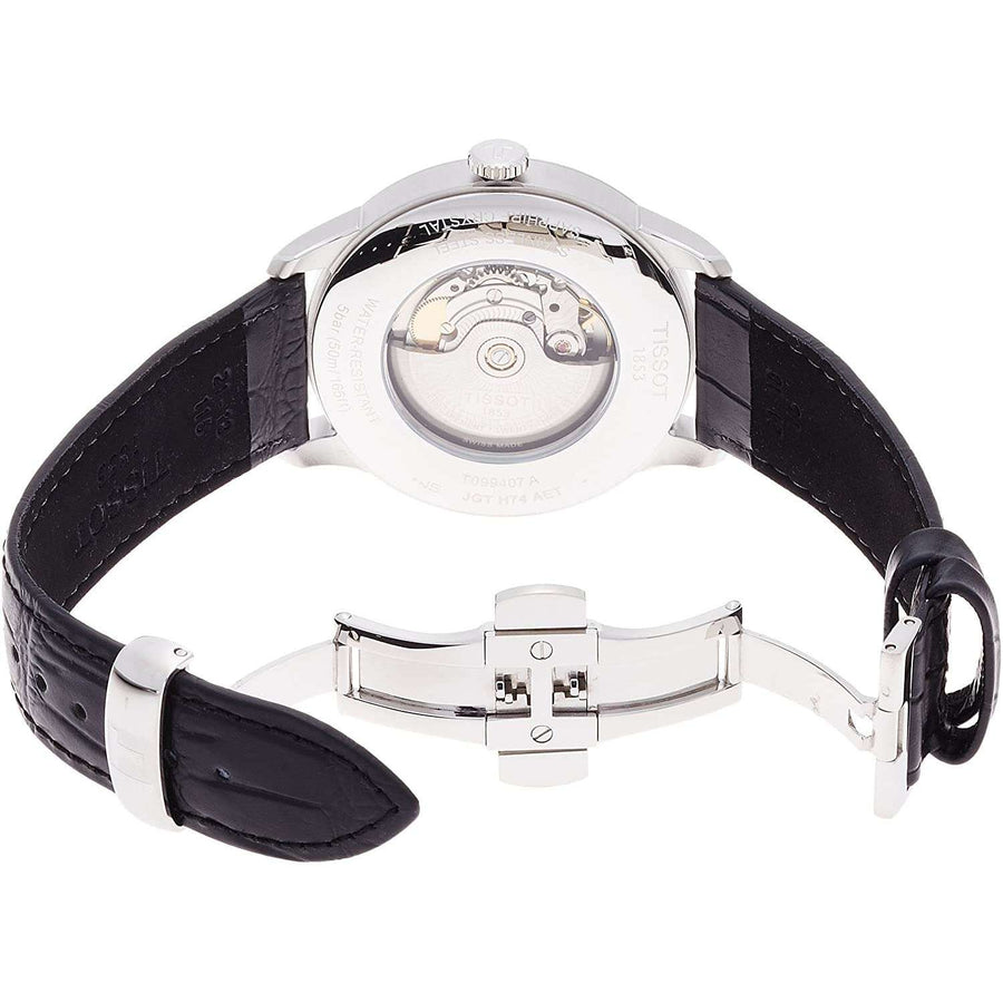 Tissot Chemin Des Tourelles Powermatic 80 Black Dial Black Leather Strap Watch For Men - T099.407.16.058.00