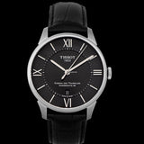 Tissot Chemin Des Tourelles Powermatic 80 Black Dial Black Leather Strap Watch For Men - T099.407.16.058.00