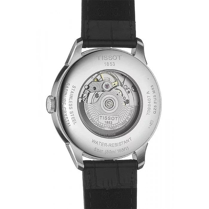 Tissot Chemin Des Tourelles Powermatic 80 Black Dial Black Leather Strap Watch For Men - T099.407.16.447.00