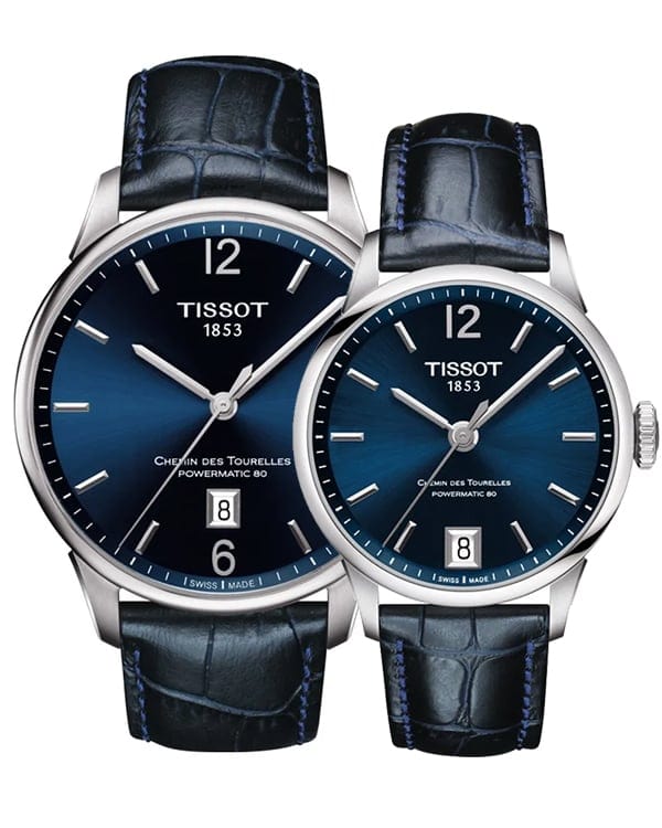 Tissot Chemin Des Tourelles Powermatic 80 Blue Dial Blue Leather Strap Watch for Men - T099.407.16.047.00