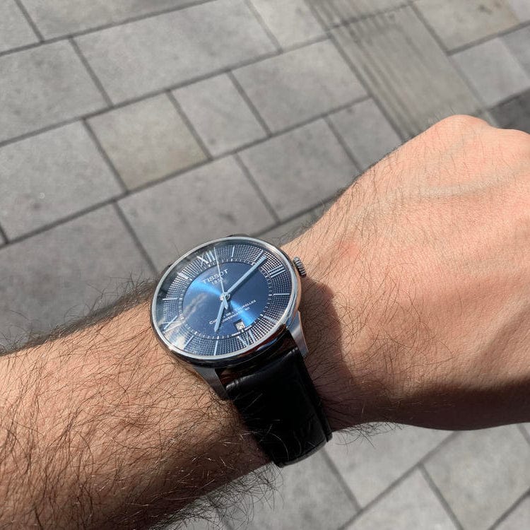 Tissot Chemin Des Tourelles Powermatic 80 Blue Dial Blue Leather Strap Watch for Men - T099.407.16.048.00