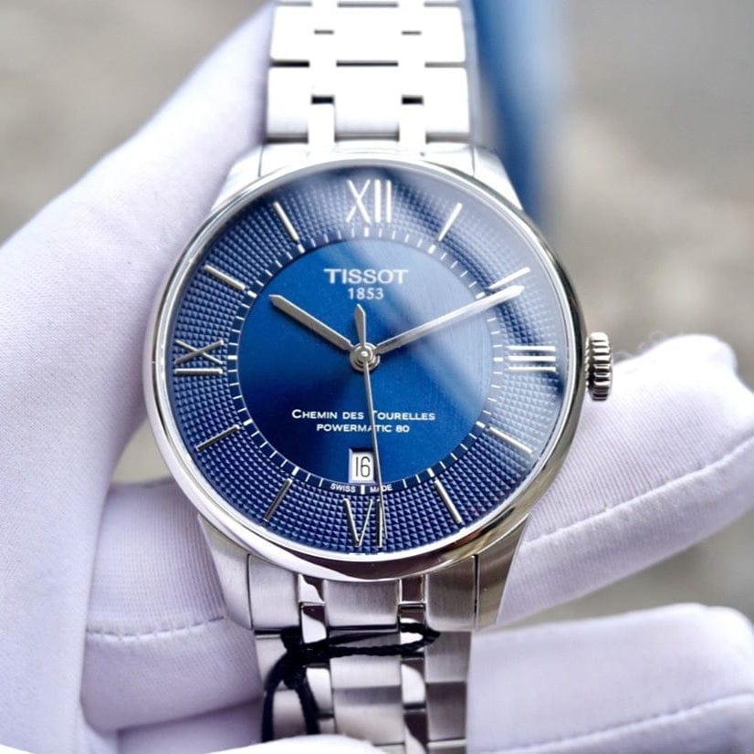 Tissot Chemin Des Tourelles Powermatic 80 Blue Dial Silver Steel Strap Watch for Men - T099.407.11.048.00
