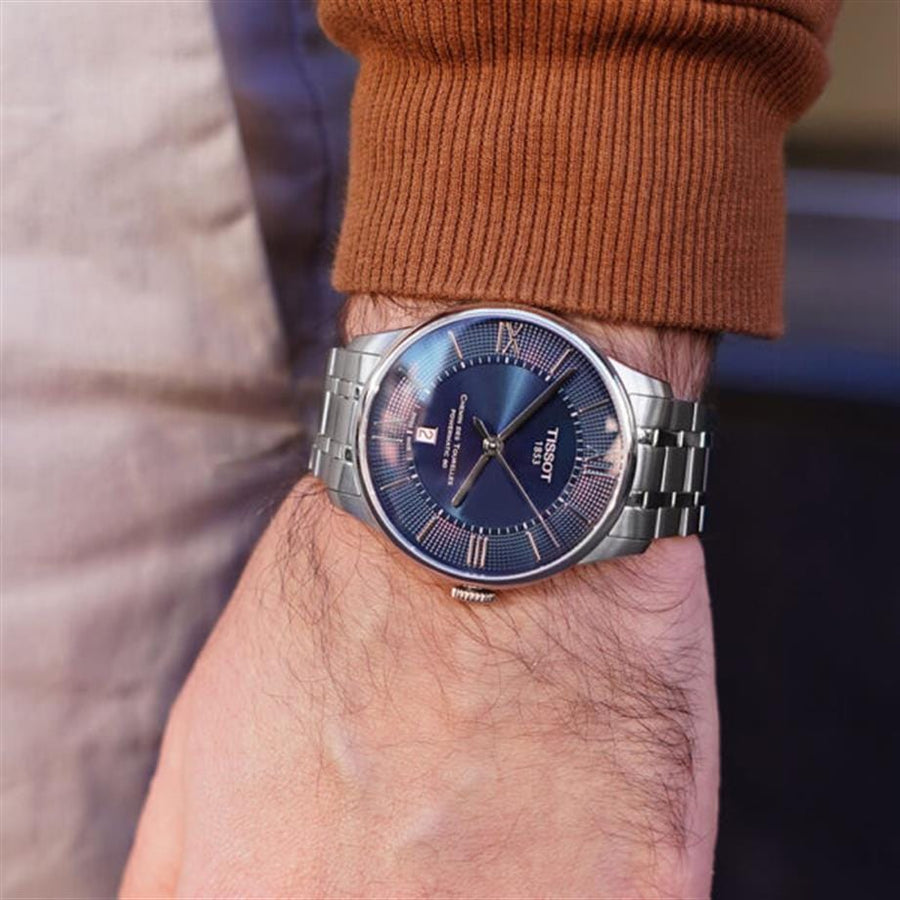Tissot Chemin Des Tourelles Powermatic 80 Blue Dial Silver Steel Strap Watch for Men - T099.407.11.048.00