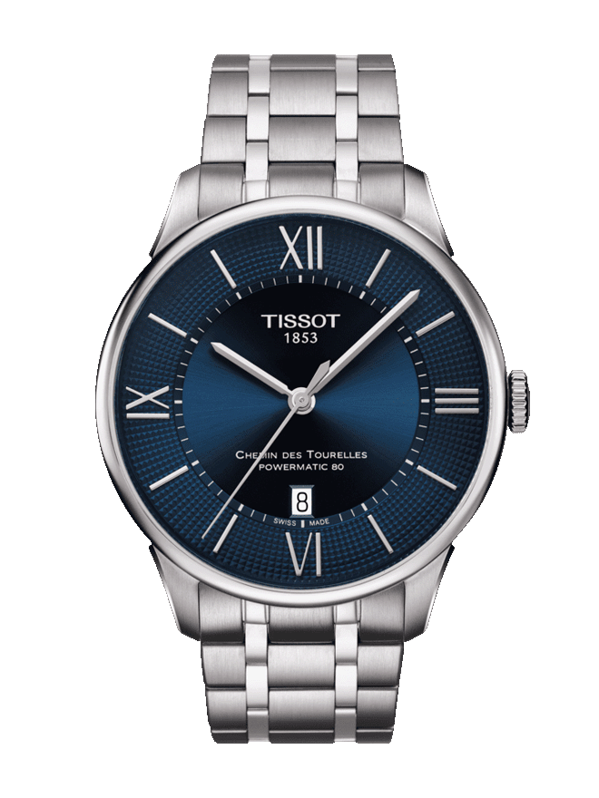 Tissot Chemin Des Tourelles Powermatic 80 Blue Dial Silver Steel Strap Watch for Men - T099.407.11.048.00