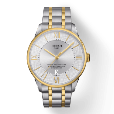 Tissot Chemin Des Tourelles Powermatic 80 Cosc Silver Dial Two Tone Steel Strap Watch For Men - T099.408.22.038.00