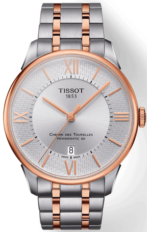 Tissot Chemin des Tourelles Powermatic 80 Helvetic Pride Silver Dial Two Tone Steel Strap Watch for Men - T099.407.22.038.01