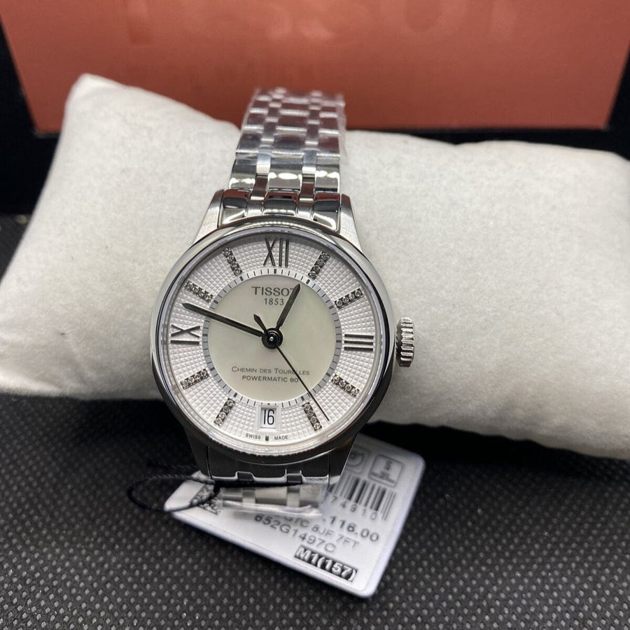 Tissot Chemin Des Tourelles Powermatic 80 Helvetic Silver Dial Silver Steel Strap Watch For Women - T099.207.11.116.00