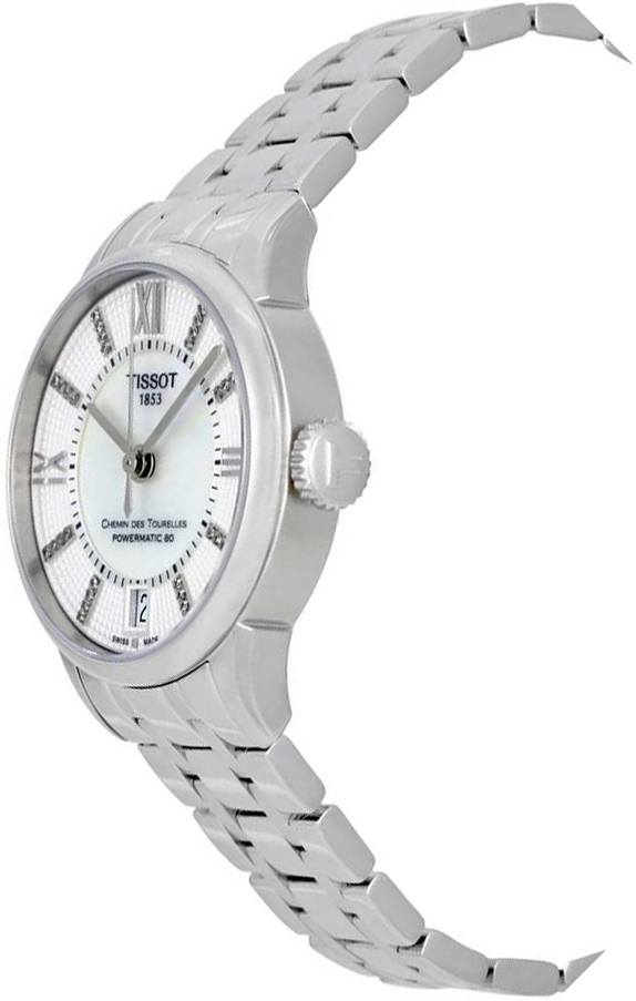 Tissot Chemin Des Tourelles Powermatic 80 Helvetic Silver Dial Silver Steel Strap Watch For Women - T099.207.11.116.00