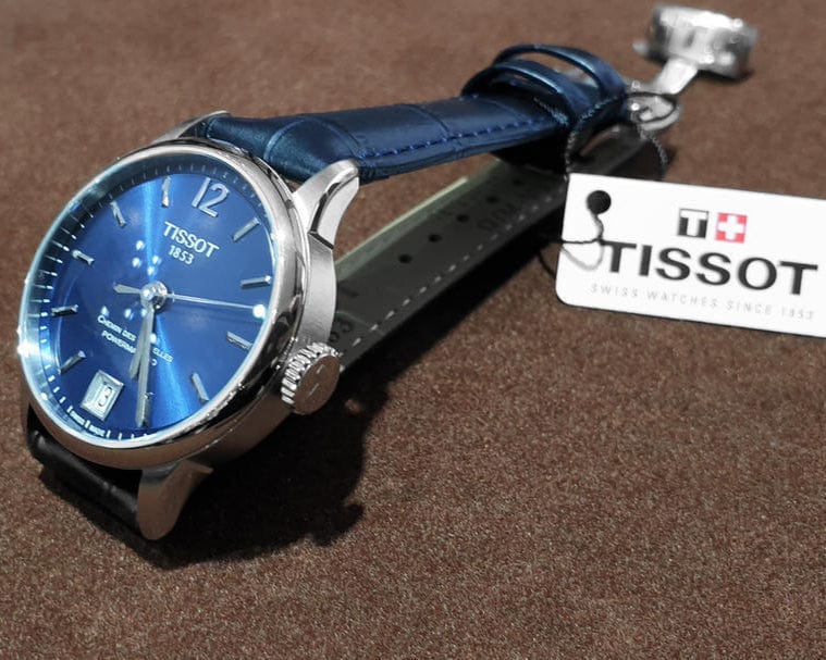 Tissot Chemin Des Tourelles Powermatic 80 Lady Blue Dial Blue Leather Strap Watch For Women - T099.207.16.047.00