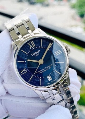 Tissot Chemin Des Tourelles Powermatic 80 Lady Blue Dial Silver Steel Strap Watch For Women - T099.207.11.048.00