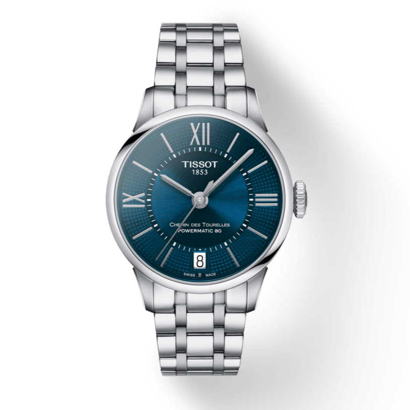 Tissot Chemin Des Tourelles Powermatic 80 Lady Blue Dial Silver Steel Strap Watch For Women - T099.207.11.048.00