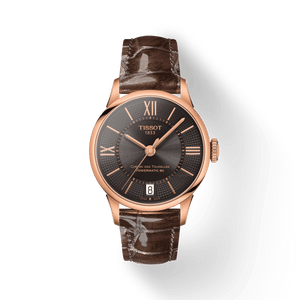 Tissot Chemin Des Tourelles Powermatic 80 Lady Brown Dial Brown Leather Strap Watch For Women - T099.207.36.448.00
