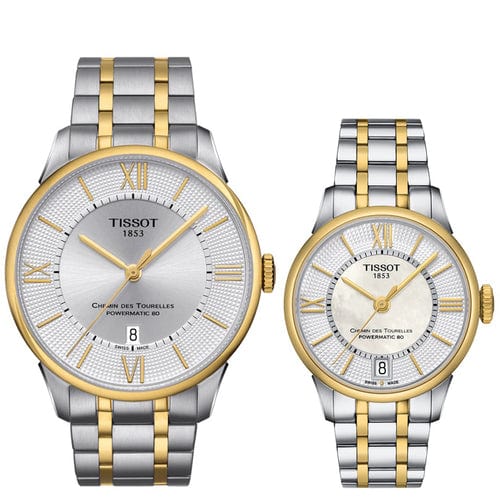 Tissot Chemin Des Tourelles Powermatic 80 Lady Mother of Pearl White Dial Two Tone Steel Strap Watch For Women - T099.207.22.118.00
