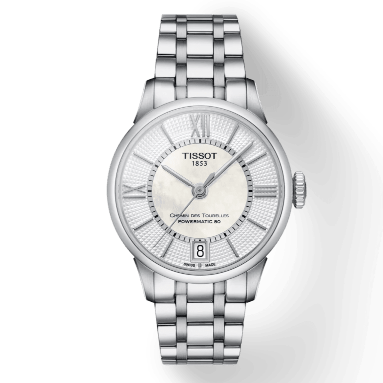 Tissot Chemin Des Tourelles Powermatic 80 Lady Silver Dial Silver Steel Strap Watch For Women - T099.207.11.118.00