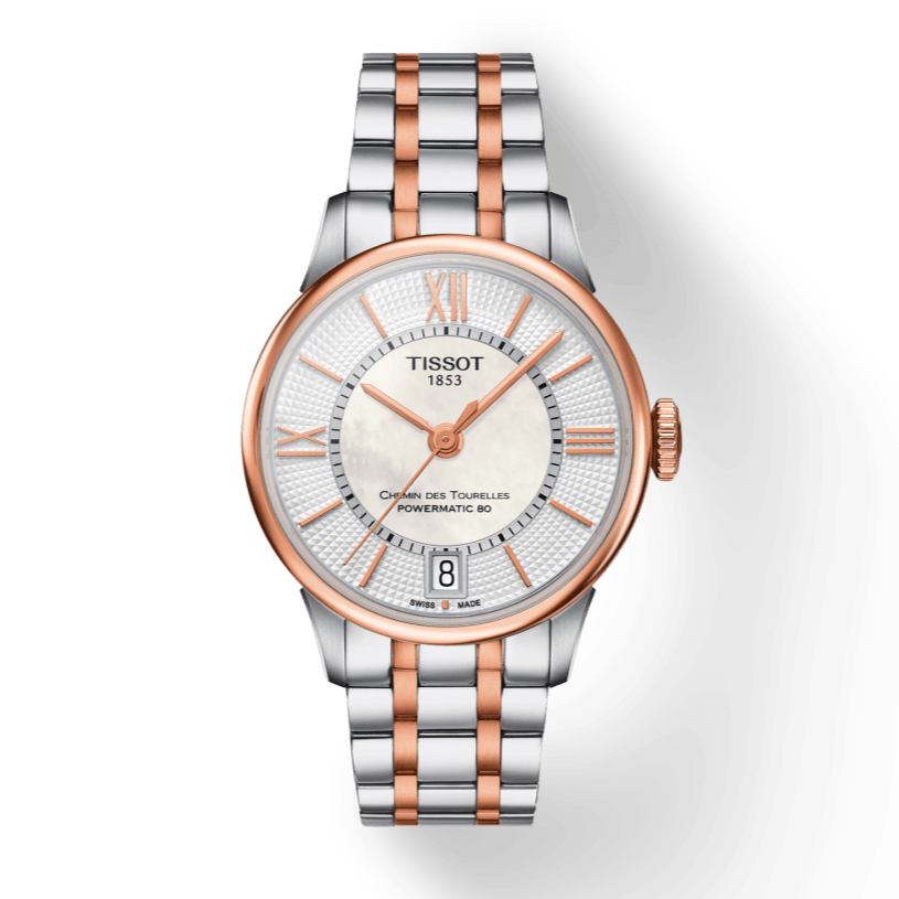 Tissot Chemin Des Tourelles Powermatic 80 Lady Silver Dial Two Tone Steel Strap Watch For Women - T099.207.22.118.02