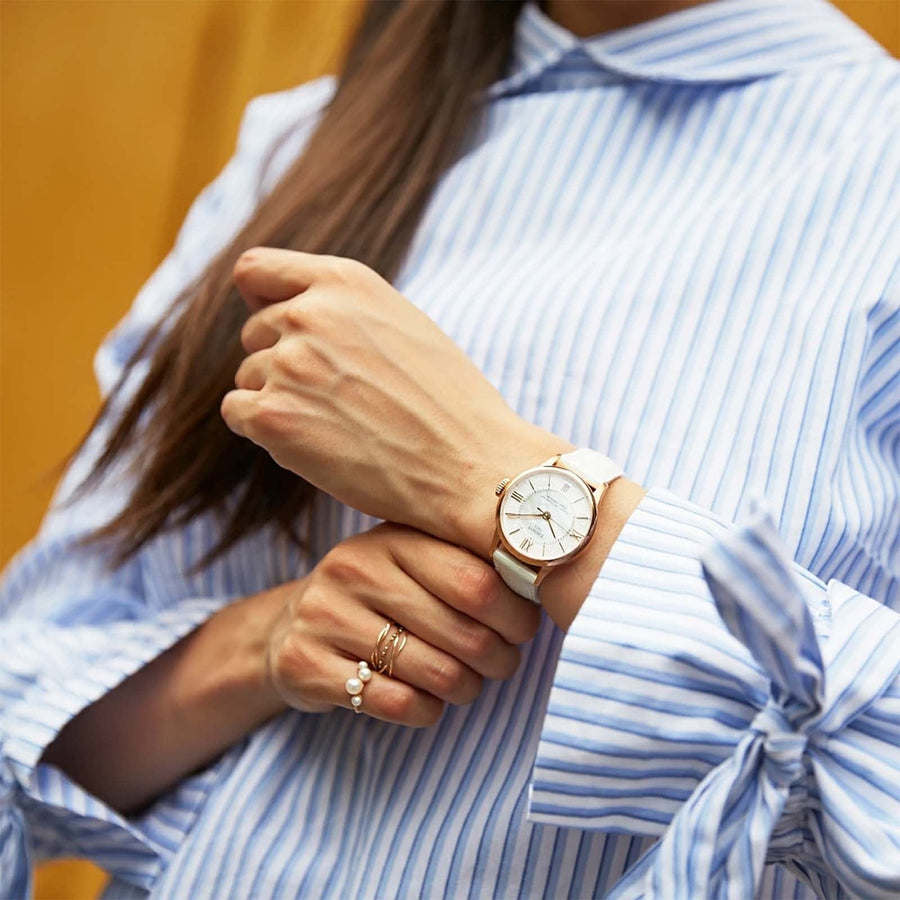 Tissot Chemin Des Tourelles Powermatic 80 Lady Silver Dial White Leather Strap Watch For Women - T099.207.36.118.00