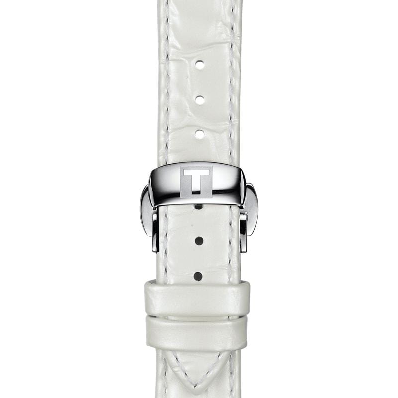 Tissot Chemin Des Tourelles Powermatic 80 Lady White Dial White Leather Strap Watch For Women - T099.207.16.116.00