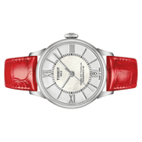 Tissot Chemin Des Tourelles Powermatic 80 Mother of Pearl White Dial Red Leather Strap Watch For Women - T099.207.16.118.00