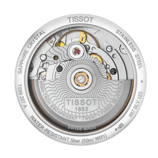 Tissot Chemin Des Tourelles Powermatic 80 Rubies Mother of Pearl Dial Silver Steel Strap Watch For Women - T099.207.11.113.00