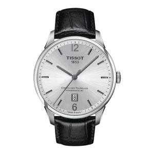 Tissot Chemin Des Tourelles Powermatic 80 Silver Dial Black Leather Strap Watch For Men - T099.407.16.037.00
