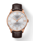 Tissot Chemin Des Tourelles Powermatic 80 Silver Dial Brown Leather Strap Watch For Men - T099.407.36.038.00