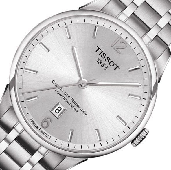 Tissot Chemin Des Tourelles Powermatic 80 Silver Dial Silver Steel Strap Watch For Men - T099.407.11.037.00
