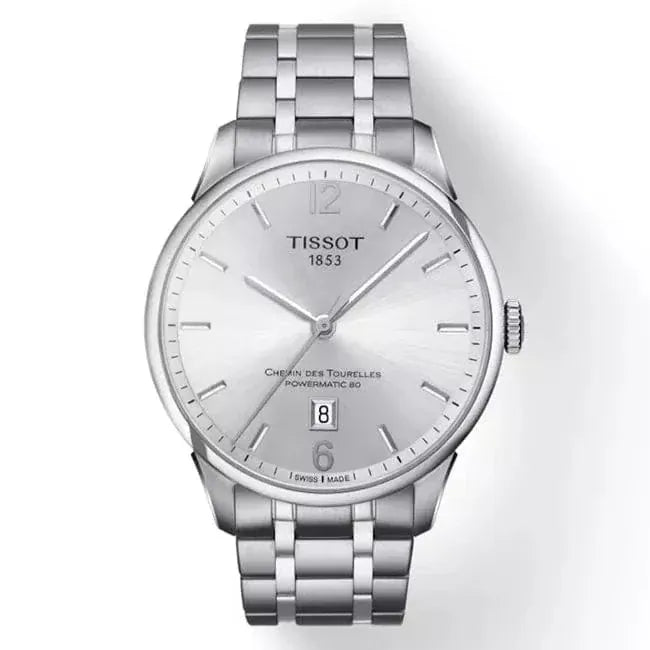 Tissot Chemin Des Tourelles Powermatic 80 Silver Dial Silver Steel Strap Watch For Men - T099.407.11.037.00