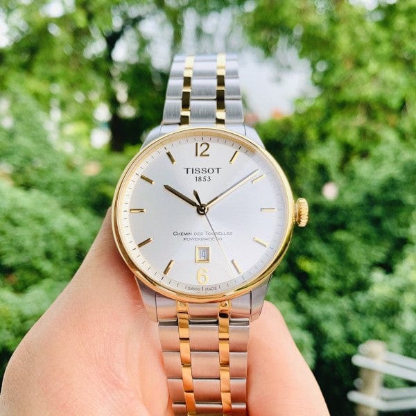 Tissot Chemin Des Tourelles Powermatic 80 Silver Dial Two Tone Steel Strap Watch For Men - T099.407.22.037.00