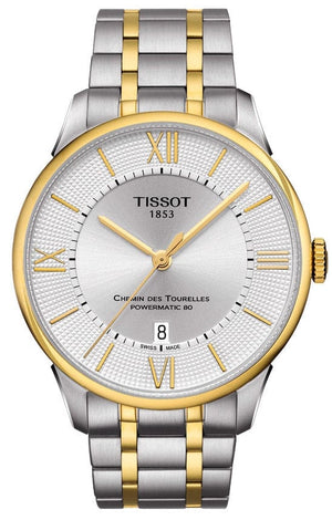 Tissot Chemin Des Tourelles Powermatic 80 Silver Dial Two Tone Steel Strap Watch For Men - T099.407.22.038.00