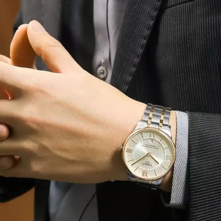 Tissot Chemin des Tourelles Powermatic 80 Silver Dial Two Tone Steel Strap Watch for Men - T099.407.22.038.02