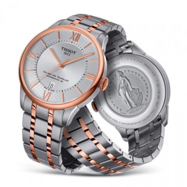 Tissot Chemin des Tourelles Powermatic 80 Silver Dial Two Tone Steel Strap Watch for Men - T099.407.22.038.02