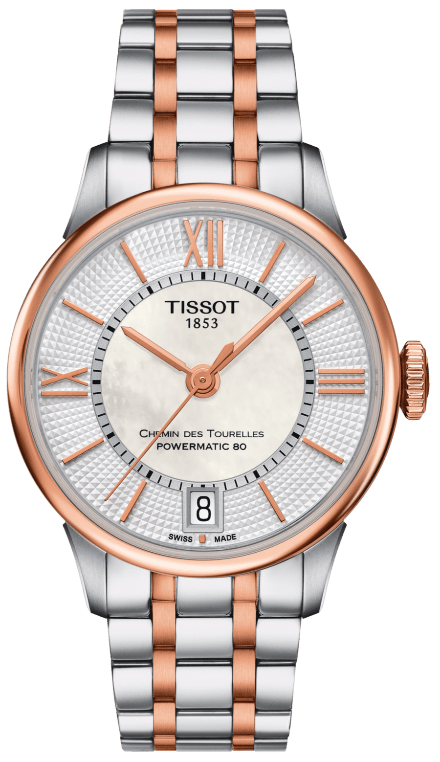 Tissot Chemin des Tourelles Powermatic 80 Silver Dial Two Tone Steel Strap Watch for Men - T099.407.22.038.02